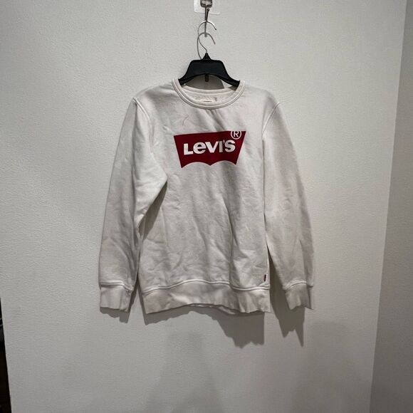 Levi's Junior Sweatshirt Graphic Standard Crew White Red Logo Print- unisex - Picture 1 of 4